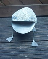 Stein-Frosch, Stein/Edelstahl, Dekorationsfigur, Steinfigur, Gartenfigur