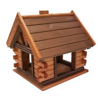 Bird Feeder Log House, Size XL, Varnish Alder - Rosewood