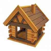 Bird Feeder Log House, Size XL, Varnish Pine - Rosewood