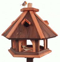 Vogelhaus, Vogelfutterhaus mit Nistbereich, Größe XL, Lasur Erle - Palisander