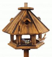 Vogelhaus, Vogelfutterhaus mit Nistbereich, Größe XL, Geflammt