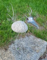 Stein-Vogel, Höhe 45 cm, V3, Dekorationsfigur, Steinfigur, Gartenfigur