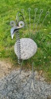 Stein-Vogel, Höhe 40 cm, mit Spiralhals, Dekorationsfigur, Steinfigur, Gartenfigur