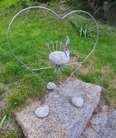 Decoration Figure, Heart with Stone Bird