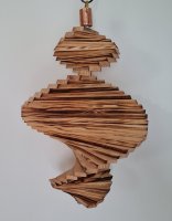 Wind Spinning Wood Spiral, Length 35 cm, Flamed and Varnished