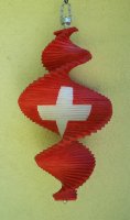 Windspiel aus Holz - Windspirale - Holzspirale, Länge 55 cm - Schweizer Nationalfarben, Schweizer Fahne