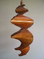 Wind Spinning Wood Spiral, Length 55 cm, Lacquered, No. 9, Light Brown - Dark Teak