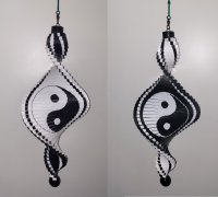 Wind Spinning Wood Spiral, Yin Yang, Lenght 60 cm