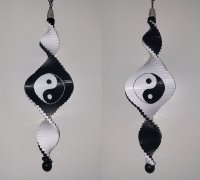 Wind Spinning Wood Spiral, Yin Yang, Lenght 70 cm